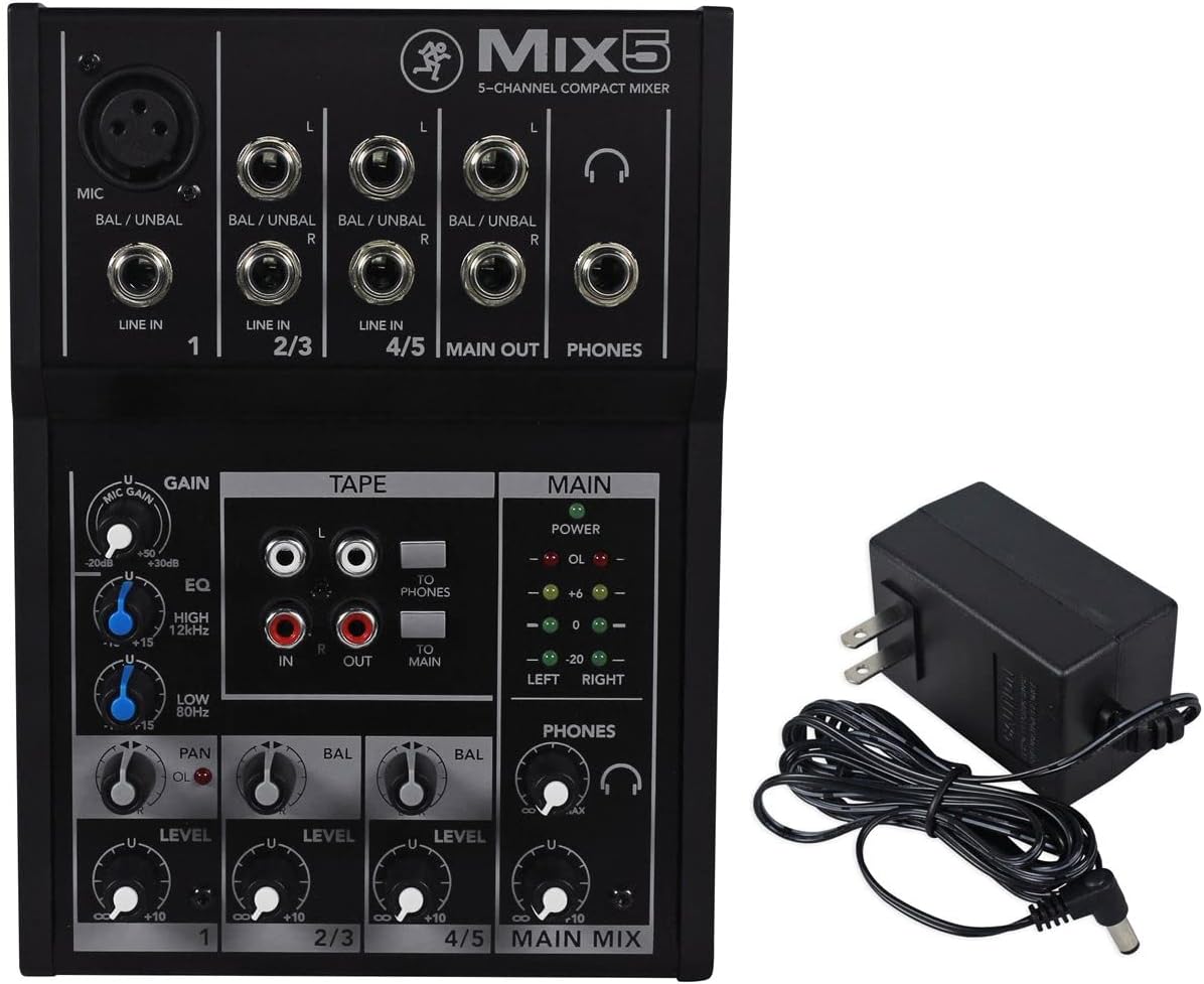 Mackie Mix5 5-Channel Compact Mixer, Black